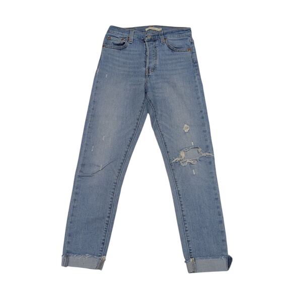 Levi's Wedgie Skinny Jeans High Rise Blue Spice Distressed Ripped Womens 26 Pant - Picture 2 of 5
